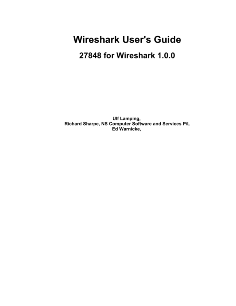 Wireshark User's Guide