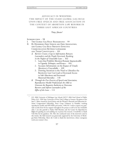 97 atty kuster* Introduction • 98 I. The Global Gag Rule: Background