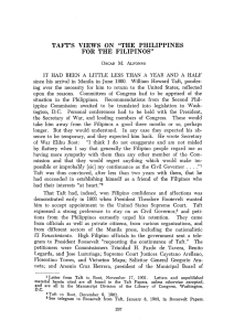TAFT'S VIEWS ON "THE PHILIPPINES FOR THE FILIPINOS"