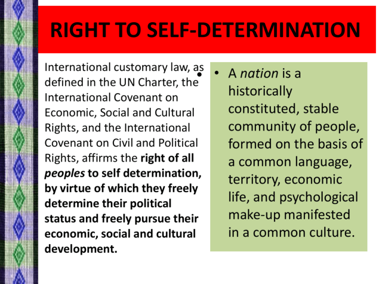 Right To Self determination