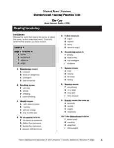 Standardized Reading Practice Test The Cay Reading Vocabulary