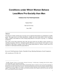 Conditions under Which Women Behave Less/More Pro