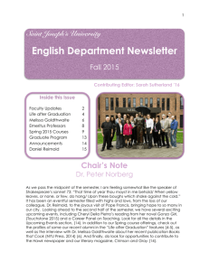 Fall 2015 Newsletter - Saint Joseph's University