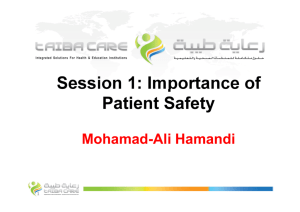 Session 1: Importance of Patient Safety