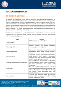 IGCSE Chemistry 0620 Curriculum Content