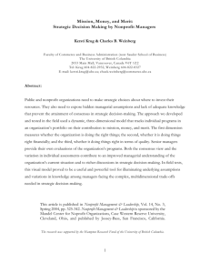 Mission, Money, and Merit: Strategic Decision Making by Nonprofit