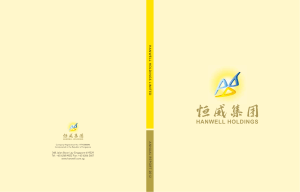 HANWELL HOLDINGS LIMITED ANNUAL REPOR T 2012