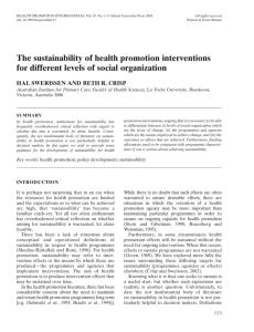The sustainability of health promotion interventions for