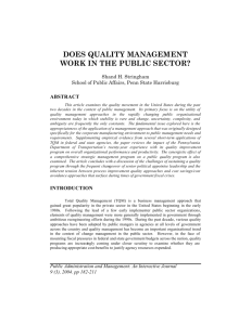 DOES QUALITY MANAGEMENT WORK IN THE PUBLIC SECTOR?