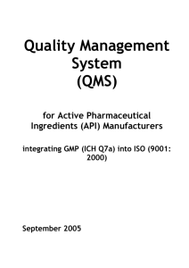 Quality Management System - Active Pharmaceutical Ingredients