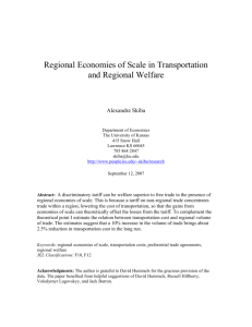 Regional Economies of Scale in Transportation and Regional Welfare