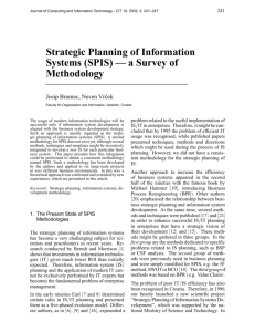 Strategic Planning of Information Systems (SPIS) — a Survey of