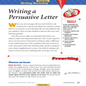 Writing a Persuasive Letter - Miss Sromek's 2nd Grade Class