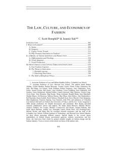 The Law, Culture, and Economics of Fashion