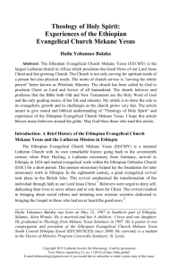 Theology of Holy Spirit: Experiences of the Ethiopian Evangelical