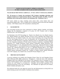 Notice of Settlement Approval Hearing (Panasonic)