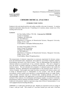 cbms208 chemical analysis i - Department of Chemistry and