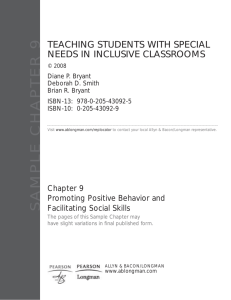 Chapter 9 Promoting Positive Behavior and Facilitating Social Skills