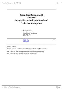 Production Management I Introduction to the Fundamentals of