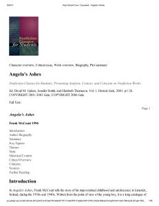 Angela's Ashes - the Chicopee High School Library