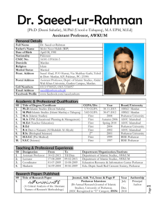 Complete CV - Abdul Wali Khan University Mardan