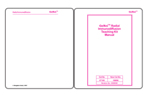 GeNeiTM Radial Immunodiffusion Teaching Kit Manual