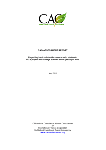 CAO Assessment Report Regarding local stakeholders concerns in