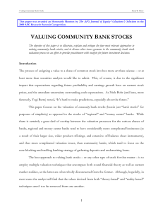 Valuing Community Bank Stocks