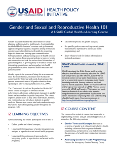 Gender and Sexual and Reproductive Health 101