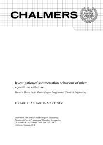 Investigation of sedimentation behaviour of micro crystalline cellulose