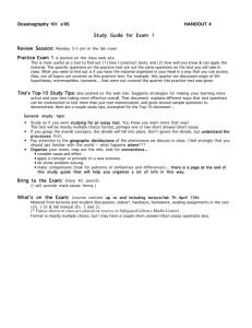 Oceanography 101 s'05 HANDOUT 4 Study Guide for Exam 1 Bring