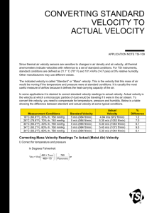 Converting Standard Velocity to Actual Velocity Application Note TSI