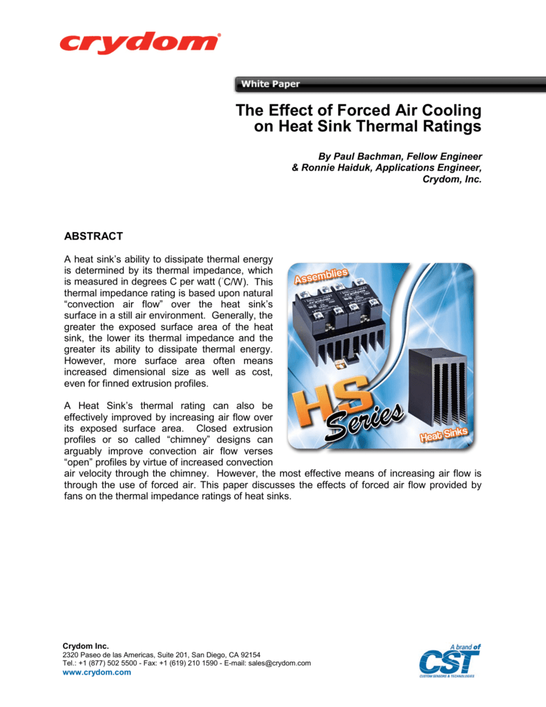 The Effect Of Forced Air Cooling On Heat Sink Thermal