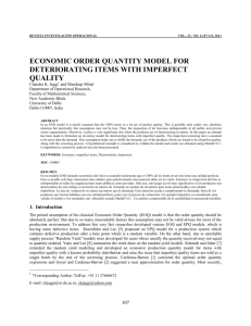 economic order quantity model for deteriorating items with imperfect