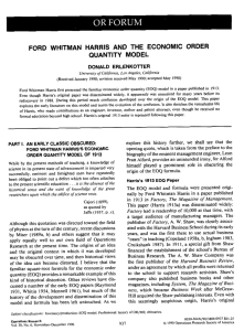 Ford Whitman Harris and the Economic Order Quantity Model