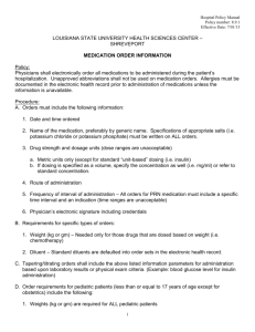 Medication Order Information - Louisiana State University Health