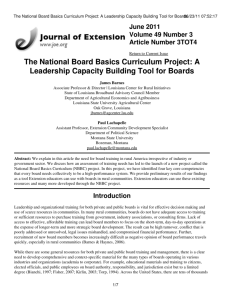 The National Board Basics Curriculum Project: A Leadership