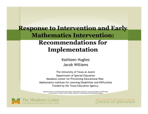 Response to Intervention and Early Mathematics Intervention