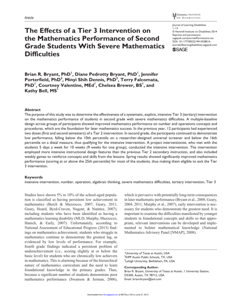 The Effects of a Tier 3 Intervention on the Mathematics