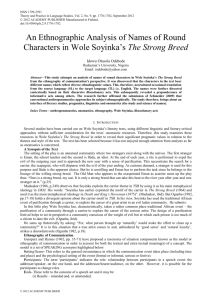An Ethnographic Analysis of Names of Round Characters in Wole