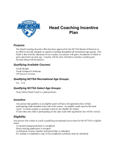 Head Coaching Incentive Plan - Nelson County Youth Soccer