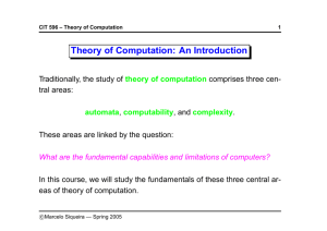 Theory of Computation: An Introduction