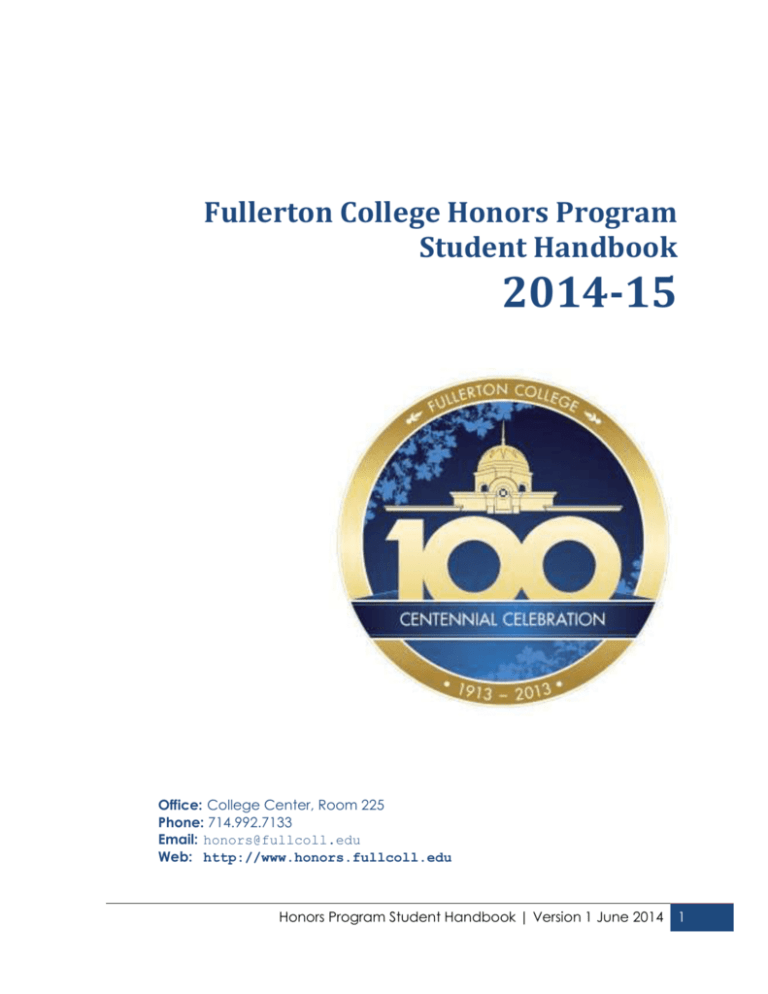 Fullerton College Honors Program Student Handbook