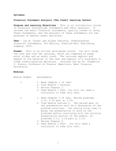 1 Syllabus Financial Statement Analysis (The Credit Learning Center)