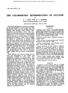 THE COLORIMETRIC DETERMINATION OF GLUCOSE