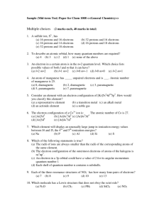 Sample (Mid-term Test) Paper for Chem 1008 <<General Chemistry