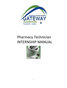 Pharmacy Technician INTERNSHIP MANUAL