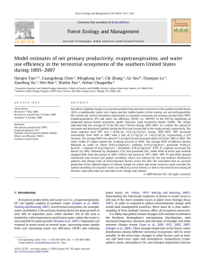 Model estimates of net primary productivity, evapotranspiration, and
