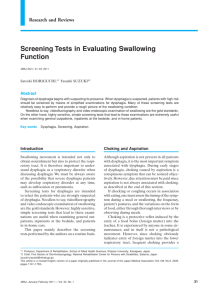 Screening Tests in Evaluating Swallowing Function