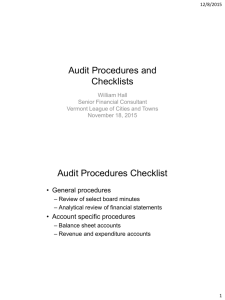 Audit Procedures and Checklists - Vermont League of Cities and
